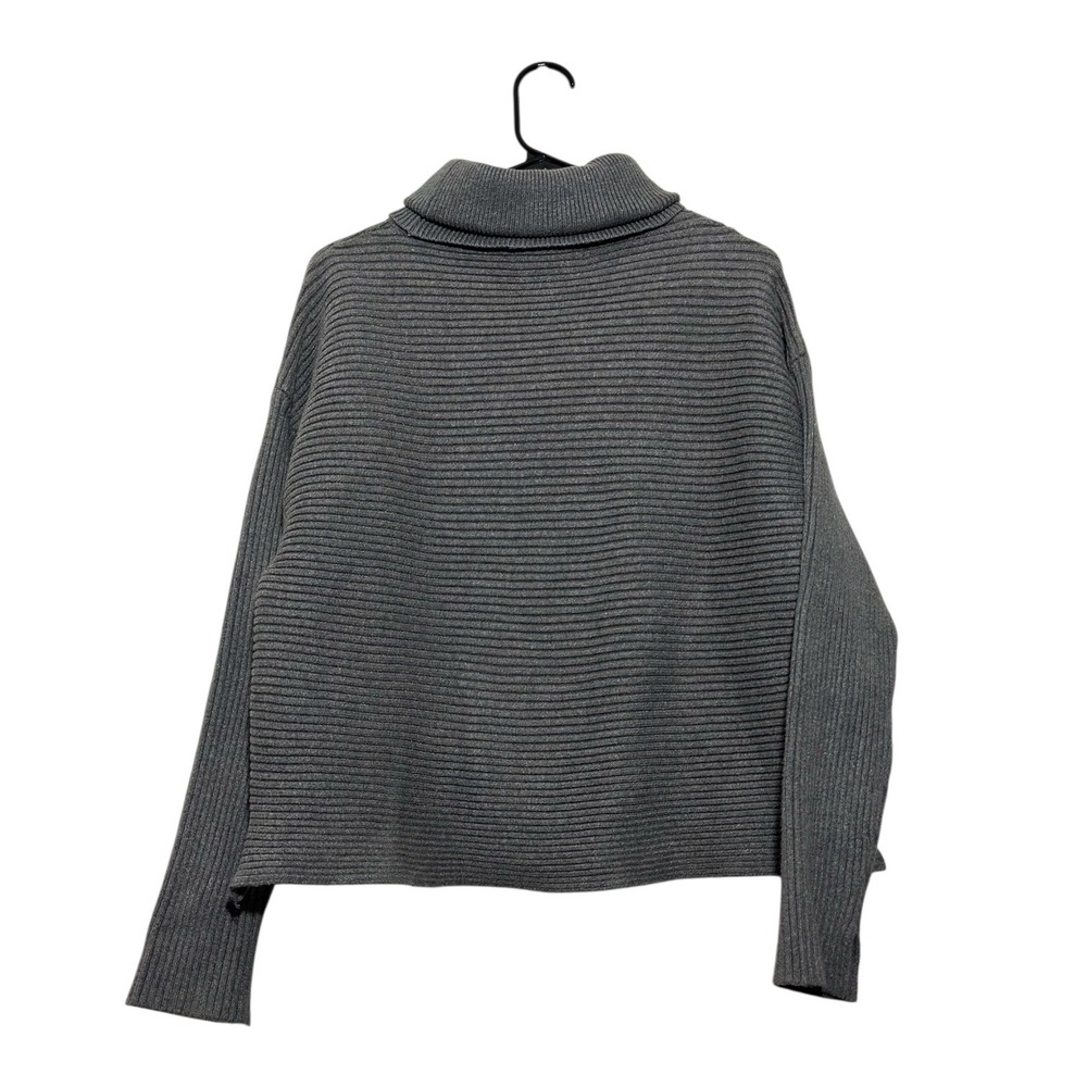 ZARA KNIT‎ Gray Ribbed High Turtleneck Boxy Cozy Thick Cropped  Sweater Size M - Picture 2 of 7